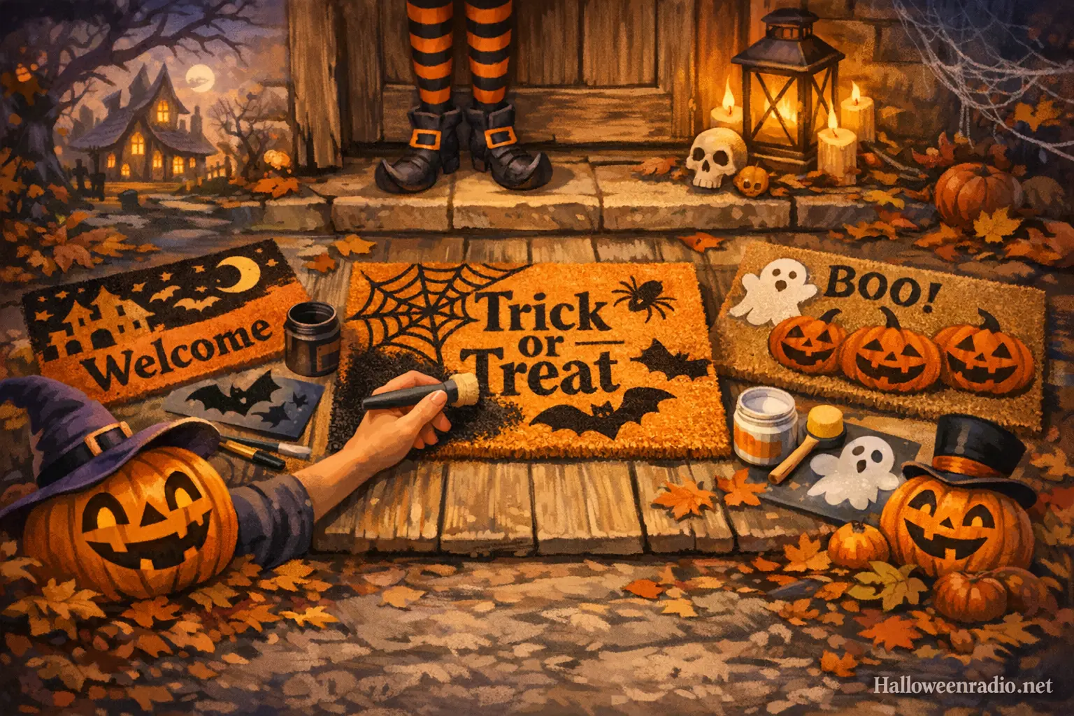 DIY Halloween doormat ideas you can make with a stencil